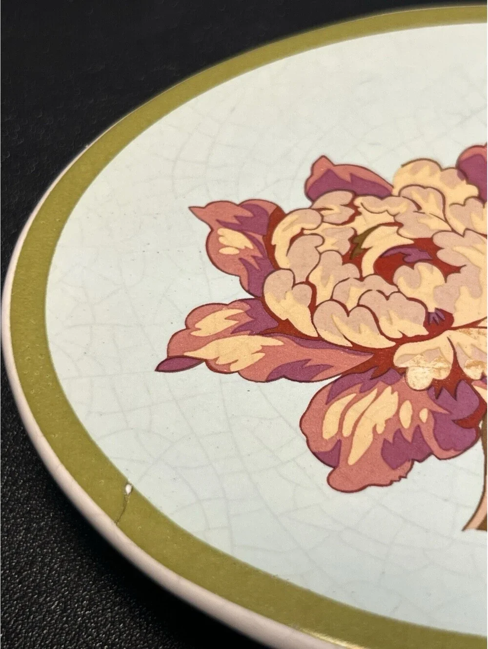 Vintage 1970s Chinoiserie Floral Ceramic Toothbrush Holder & Soap Dish Set